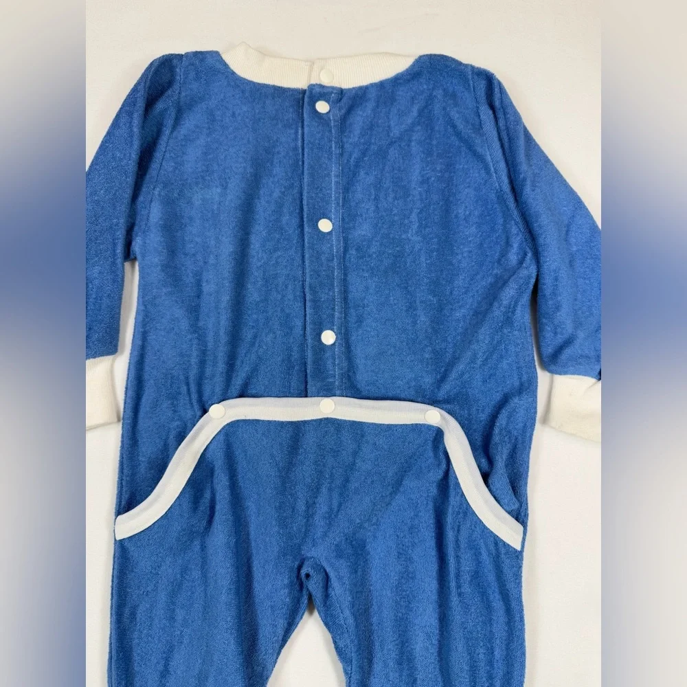 SAB' VINTAGE 80s Terrycloth‎ Nautical Applique Sleeper Footie Pajamas Size 6-12M